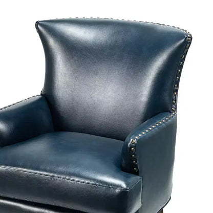 Fauteuil à oreilles en cuir végétalien de transition avec garniture cloutée pour salon et chambre à coucher