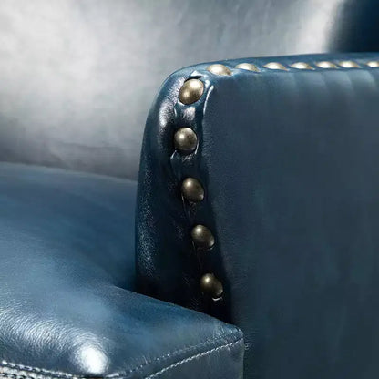 Fauteuil à oreilles en cuir végétalien de transition avec garniture cloutée pour salon et chambre à coucher