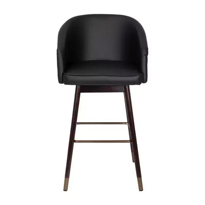 Tabouret de bar moderne mi-hauteur de qualité commerciale avec pieds en bois de hêtre et dossier incurvé