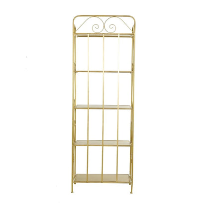 Étagère de Boulanger Pliable Haute à 5 Niveaux en Métal Décoratif pour Intérieur/Extérieur - Or ou Blanc - Roche River Decor