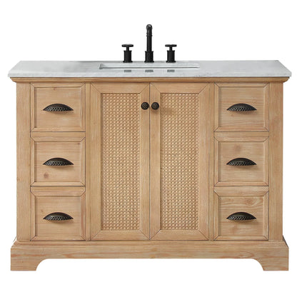 Meuble sous-vasque Hervas avec plateau en marbre naturel, sans miroir