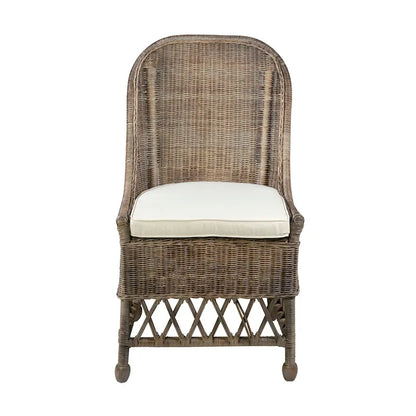 Chaise d'appoint de salle à manger capitonnée en rotin naturel par East at Main