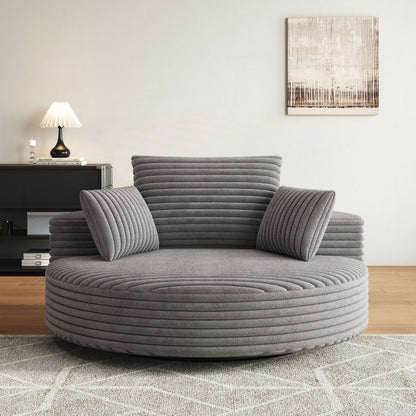Fauteuil pivotant simple en velours côtelé et chenille avec rembourrage en mousse