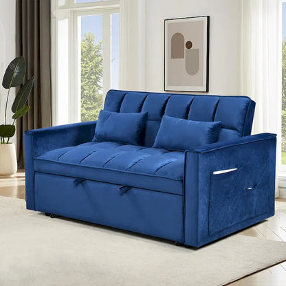 Causeuse moderne en velours avec dossier inclinable et poches, 2 places – Gris foncé / Gris clair / Bleu / Noir