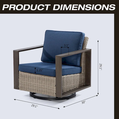 Fauteuil à bascule d'extérieur Cozywor en osier 2 pièces avec structure métallique et coussins