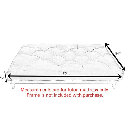 Matelas de futon pleine grandeur de 12 pouces (matelas seulement)