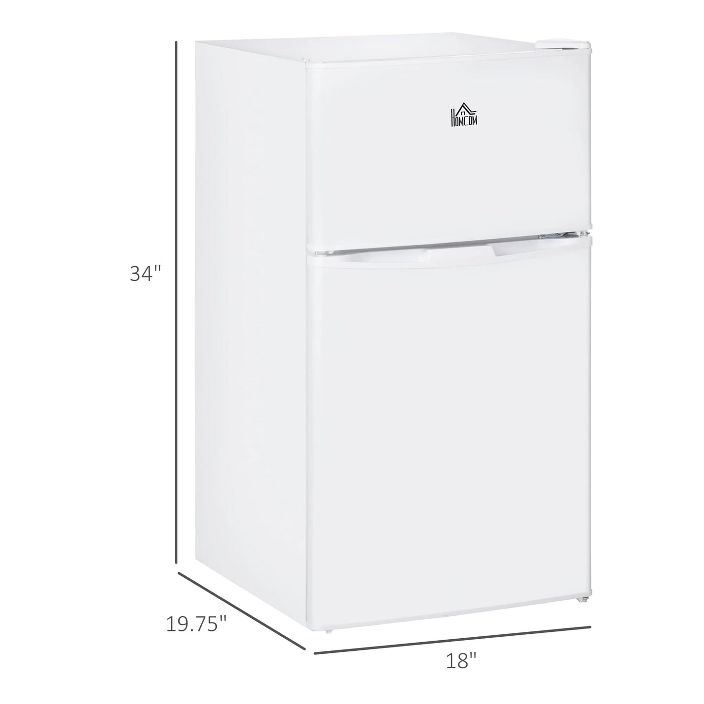 Mini-réfrigérateur HOMCOM à deux portes avec congélateur, réfrigérateur compact de 3,2 pi³ avec étagère réglable, thermostat réglable