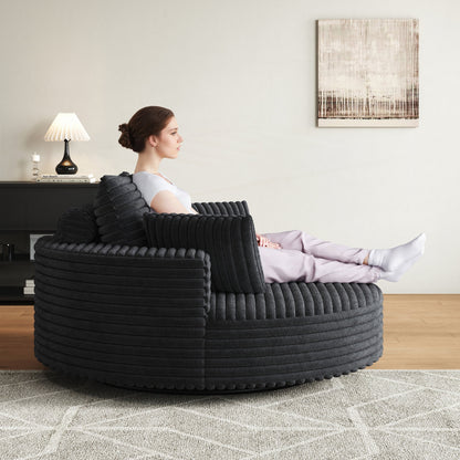 Fauteuil pivotant simple en velours côtelé et chenille avec rembourrage en mousse