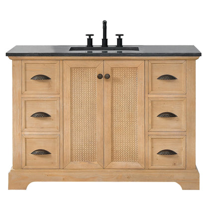 Meuble sous-vasque Hervas avec plateau en marbre naturel, sans miroir