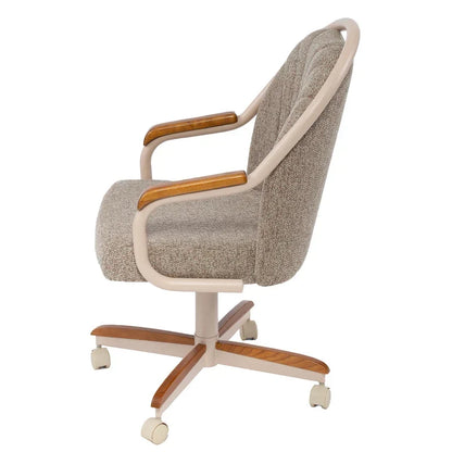 Chaise pivotante et inclinable à roulettes avec coussin pour salle à manger décontractée