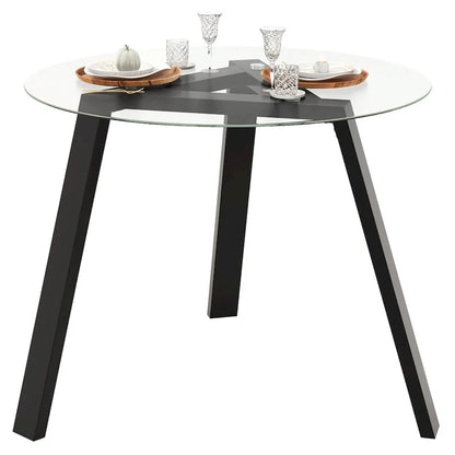 Table de salle à manger ronde en verre Costway 36" pour 4 personnes avec plateau en verre trempé - Voir détails