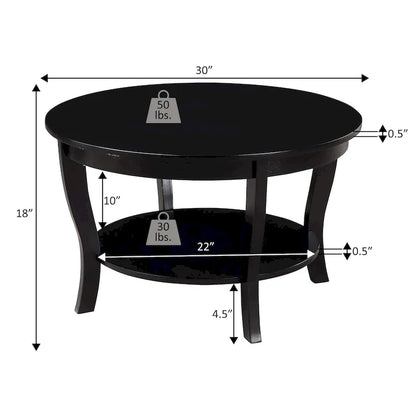 Table basse ronde avec étagère
