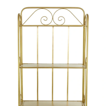 Étagère de Boulanger Pliable Haute à 5 Niveaux en Métal Décoratif pour Intérieur/Extérieur - Or ou Blanc - Roche River Decor