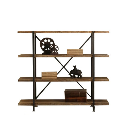 Étagère murale industrielle en bois et métal à 4 niveaux