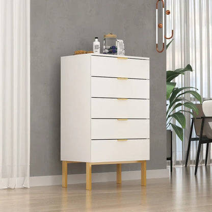 Commode de rangement à 5 tiroirs Table de chevet Meuble de rangement 60 cm L Blanc/Dos