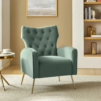 Chaise touffetée Abadiana avec accent et piètement en métal