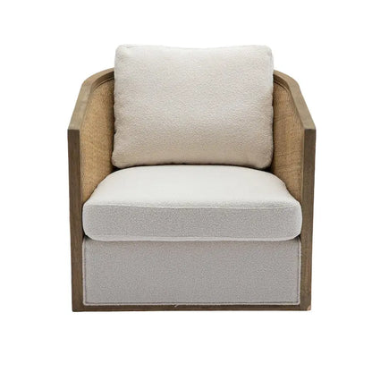 Fauteuil pivotant, fauteuil d'appoint rond confortable, fauteuil club pivotant à 360 degrés, fauteuil de loisirs avec cadre en rotin tressé