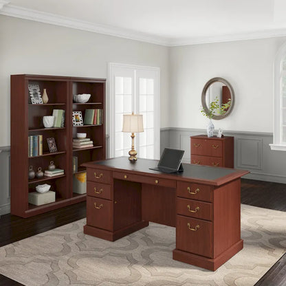 Bureau de direction Bush Furniture Saratoga avec tiroirs et rangements