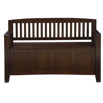 Banc d'entrée Migdalia avec rangement, dossier à lattes et plateau relevable