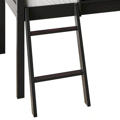 Lit mezzanine bas classique double CraftPorch avec tableau noir, toboggan et échelle