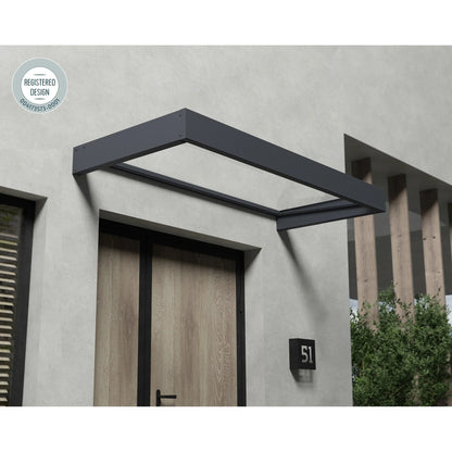 Auvent Sophia gris transparent pour portes et fenêtres de 0,9 m