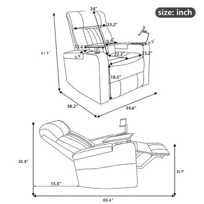 Fauteuil inclinable motorisé de cinéma maison multifonctionnel pivotant à 270°