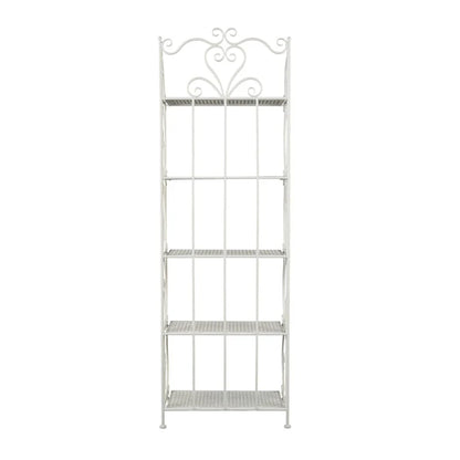 Étagère de Boulanger Pliable Haute à 5 Niveaux en Métal Décoratif pour Intérieur/Extérieur - Or ou Blanc - Roche River Decor
