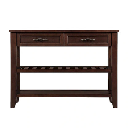 Table console de 42 po avec tiroirs et étagères à niveaux