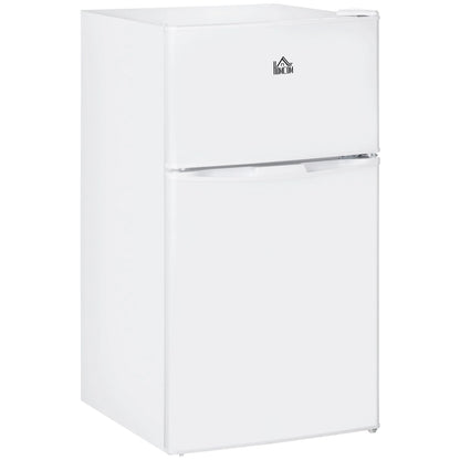 Mini-réfrigérateur HOMCOM à deux portes avec congélateur, réfrigérateur compact de 3,2 pi³ avec étagère réglable, thermostat réglable