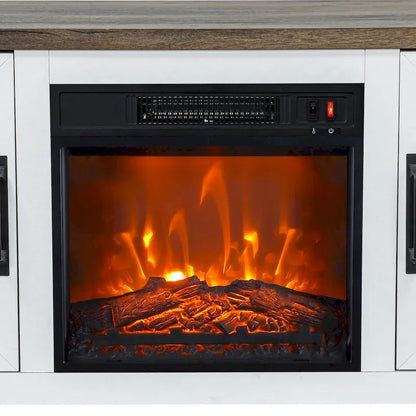 Meuble TV de ferme avec cheminée électrique de 58 po, console pour téléviseurs jusqu'à 65 po