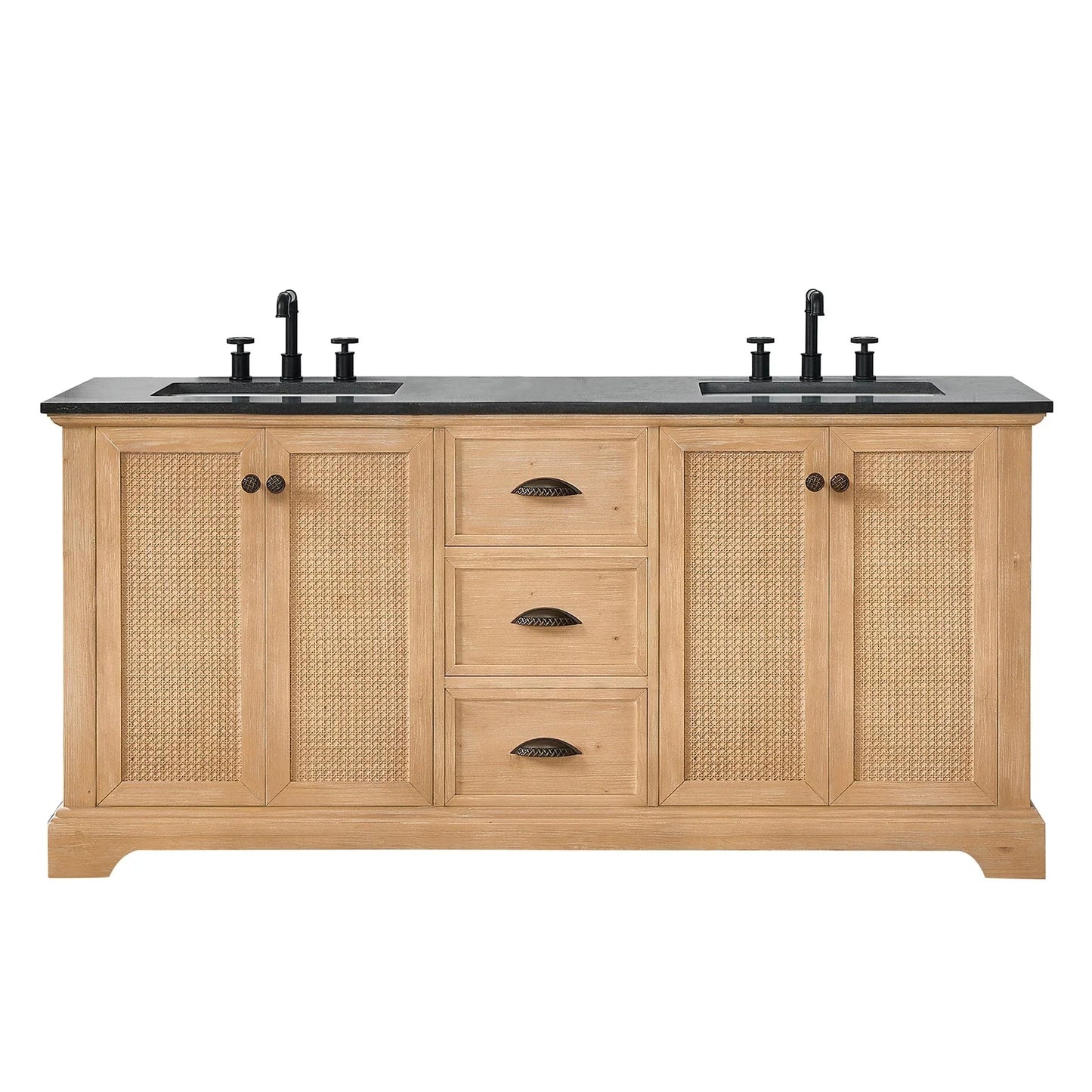 Meuble sous-vasque Hervas avec plateau en marbre naturel, sans miroir