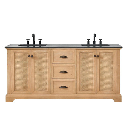 Meuble sous-vasque Hervas avec plateau en marbre naturel, sans miroir