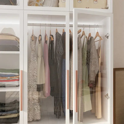 47,2 Grande Armoire LED Lumineuse Placard à Portes en Verre Entièrement en Verre