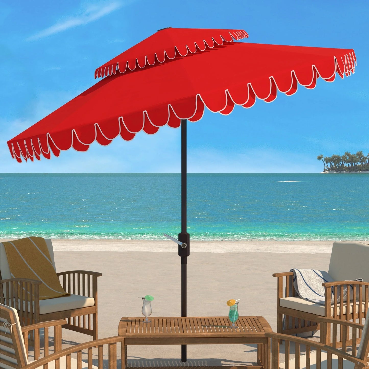 Parasol double-toit d'extérieur Kjerstin Valance 2,74 m