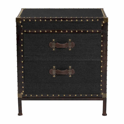 Table d'appoint/Malle de rangement en toile effet vieilli Laura