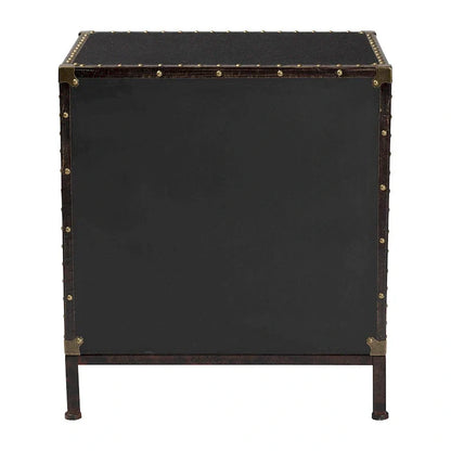 Table d'appoint/Malle de rangement en toile effet vieilli Laura