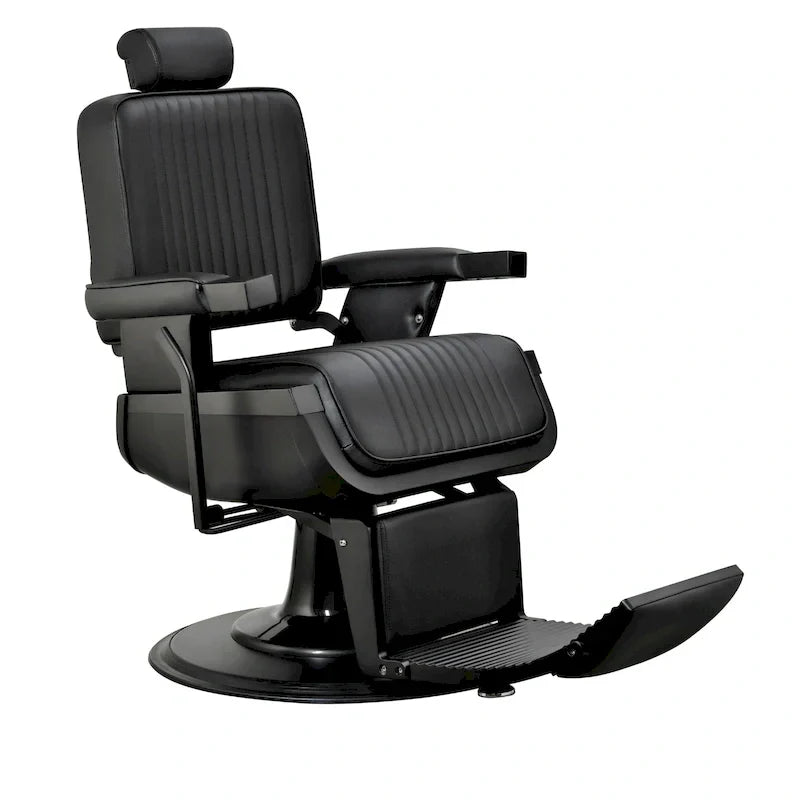 Chaise de barbier robuste inclinable hydraulique JAXSON, cadre noir