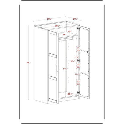 Armoire urbaine à 2 portes 100 % en bois massif avec portes pleines et portes miroir