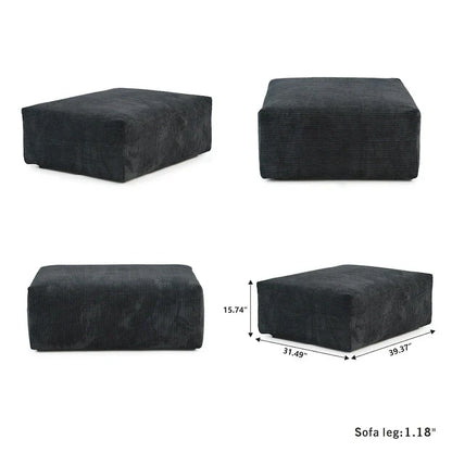 Grand canapé modulaire sectionnel en velours côtelé, en forme de U, 4 places avec 2 poufs et 5 oreillers