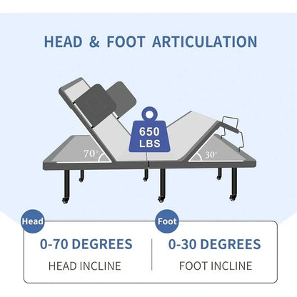 Lit articulé avec télécommande sans fil, sommier électrique avec ou sans matelas