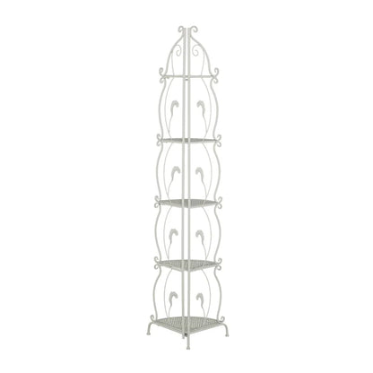 Étagère de Boulanger Pliable Haute à 5 Niveaux en Métal Décoratif pour Intérieur/Extérieur - Or ou Blanc - Roche River Decor