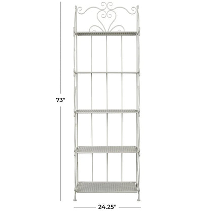 Étagère de Boulanger Pliable Haute à 5 Niveaux en Métal Décoratif pour Intérieur/Extérieur - Or ou Blanc - Roche River Decor