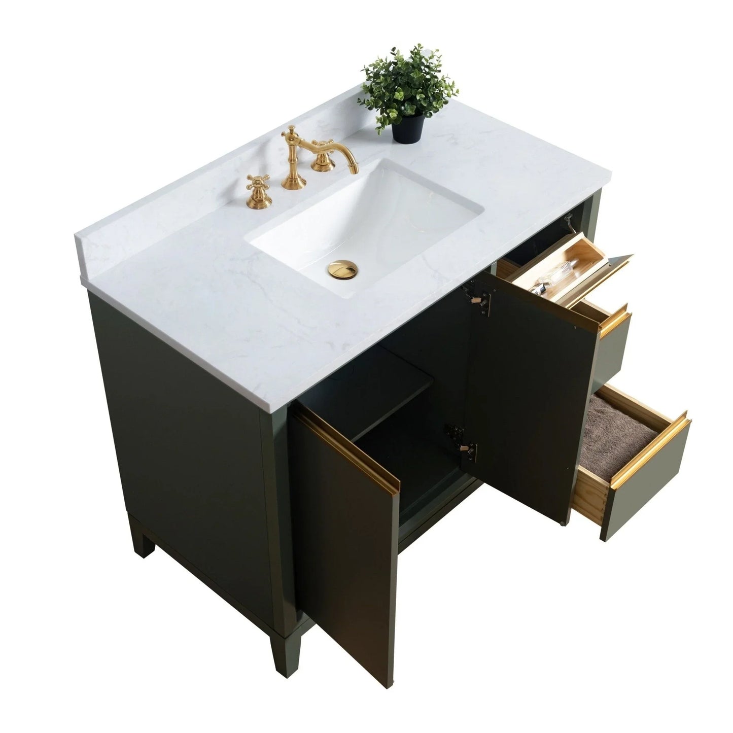 Meuble-lavabo Vanity Art avec évier en céramique et dessus en marbre reconstitué