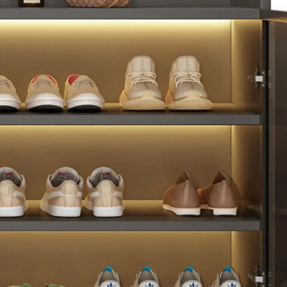 Meuble à chaussures éclairé par LED avec étagères réglables Portes transparentes