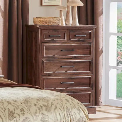 Commode de style rustique de ferme à 6 tiroirs, en bois