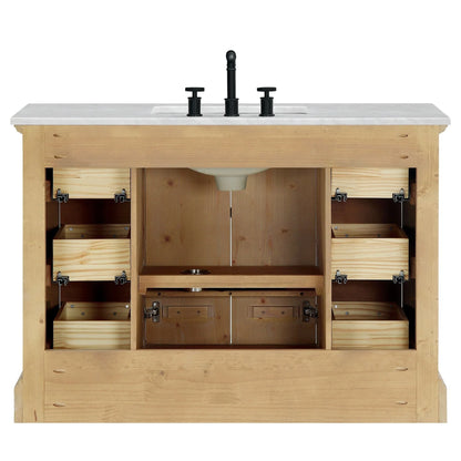 Meuble sous-vasque Hervas avec plateau en marbre naturel, sans miroir
