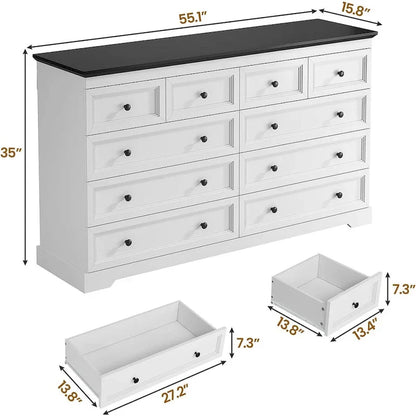 Commode à 10 tiroirs, grande commode à 55 tiroirs en bois et chiffonnier