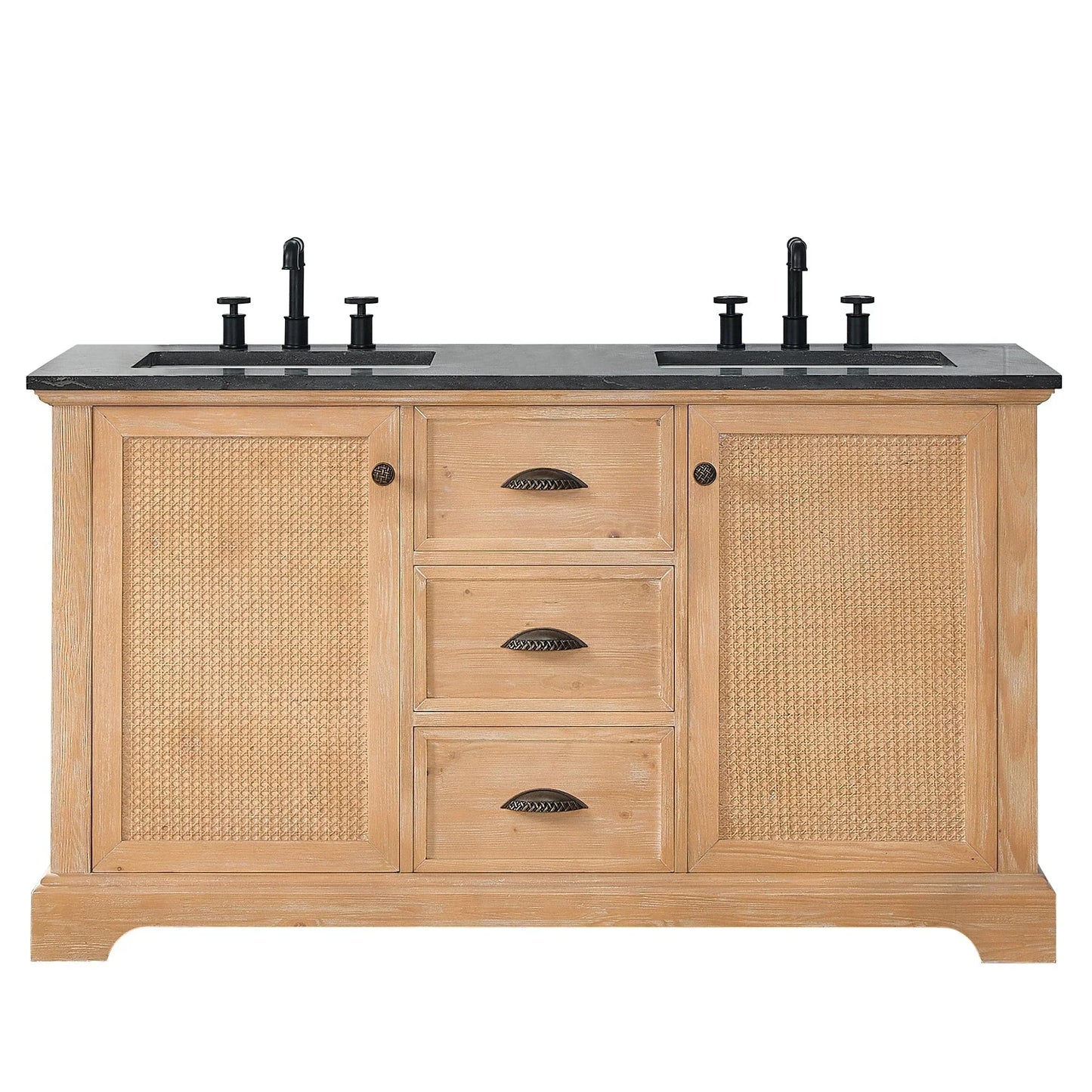 Meuble sous-vasque Hervas avec plateau en marbre naturel, sans miroir