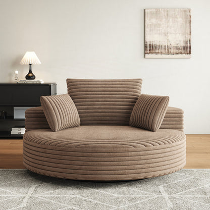 Fauteuil pivotant simple en velours côtelé et chenille avec rembourrage en mousse