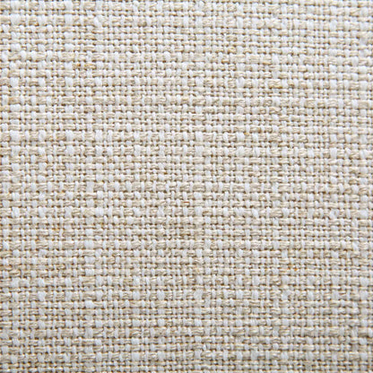 Canapé incurvé 3 places avec coussins boules, mélange de lin beige